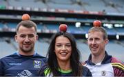 3 August 2016; Pictured at the launch of the 2016 GAA Health & Wellbeing Theme Day, “Little things can improve your game” taking place on August 28th in Croke Park are, from left, Cavan footballer Alan O'Mara, Cork camogie player Ashling Thompson and Galway footballer Gary Sice. Croke Park, Dublin. Photo by Piaras Ó Mídheach/Sportsfile