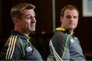 3 August 2016; Donegal manager Rory Gallagher, left, and captain Michael Murphy during a press conference at the Abbey Hotel, Donegal Town. Photo by Oliver McVeigh/Sportsfile