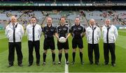 30 July 2016; Referee Jerome Henry, centre, and his team of officials before the Electric Ireland GAA Football All-Ireland Minor Championship Quarter-Final match between Donegal and Cork at Croke Park in Dublin. Photo by Oliver McVeigh/Sportsfile