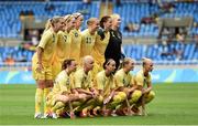 3 August 2016; The Sweden team prior to the Women's Football first round Group E match between Sweden and South Africa on Day -2 of the Rio 2016 Olympic Games  at the Olympic Stadium in Rio de Janeiro, Brazil. Photo by Stephen McCarthy/Sportsfile