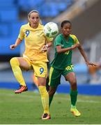 3 August 2016; Kosovare Asllani of Sweden in action against Linda Motlhalo of South Africa during the Women's Football first round Group E match between Sweden and South Africa on Day -2 of the Rio 2016 Olympic Games at the Olympic Stadium in Rio de Janeiro, Brazil. Photo by Stephen McCarthy/Sportsfile