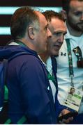 4 August 2016; IABA High Performance head coach Zaur Antia, left, and USA women's coach Billy Walsh following the boxing draw in the Teatro Badesco Theatre ahead of the start of the 2016 Rio Summer Olympic Games in Rio de Janeiro, Brazil. Photo by Ramsey Cardy/Sportsfile