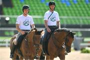 4 August 2016; Riders Padraig McCarthy, left, and Mark Kyle during Cross Country dressage training at the Olympic Equestrian Centre in Deodora ahead of the start of the 2016 Rio Summer Olympic Games in Rio de Janeiro, Brazil. Photo by Brendan Moran/Sportsfile