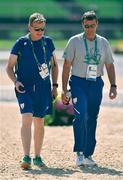 4 August 2016; Ireland team manager Nick Turner, left, and coach Ian Woodhead during training at the Olympic Equestrian Centre in Deodora ahead of the start of the 2016 Rio Summer Olympic Games in Rio de Janeiro, Brazil. Photo by Brendan Moran/Sportsfile
