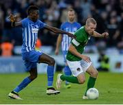 4 August 2016; Stephen Dooley of Cork City in action against Wilfried Ndidi of KRC Genk during the Europa League Third Qualifying Round 1st Leg match between Cork City and KRC Genk at Turners Cross, Cork. Photo by Eóin Noonan/Sportsfile