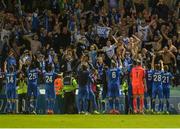 4 August 2016; KRC Genk celebrate with supporters after victory in the Europa League Third Qualifying Round 1st Leg match between Cork City and KRC Genk at Turners Cross, Cork. Photo by Eóin Noonan/Sportsfile