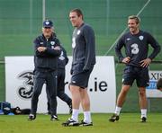 7 October 2010; Republic of Ireland manager Giovanni Trapattoni with Liam Lawrence and Richard Dunne during squad training ahead of their EURO 2012 Championship Group B Qualifier against Russia on Friday. Republic of Ireland Squad Training, Gannon Park, Malahide, Co. Dublin.Picture credit: Brian Lawless / SPORTSFILE