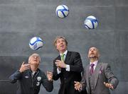 7 October 2010; The FAI has announced that Boylesports, Ireland's largest independent bookmaker, is extending its commercial partnership with the FAI for a further two years. At the announcement are, from left, Republic of Ireland manager Giovanni Trapattoni, John Delaney, Chief Executive of the Football Association of Ireland, and John Boyle, CEO of Boylesports. Boylesports Extend FAI Partnership Deal, Hilton Hotel, Clare Hall, Dublin. Picture credit: Brian Lawless / SPORTSFILE