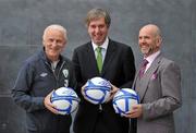 7 October 2010; The FAI has announced that Boylesports, Ireland's largest independent bookmaker, is extending its commercial partnership with the FAI for a further two years. At the announcement are, from left, Republic of Ireland manager Giovanni Trapattoni, John Delaney, Chief Executive of the Football Association of Ireland, and John Boyle, CEO of Boylesports. Boylesports Extend FAI Partnership Deal, Hilton Hotel, Clare Hall, Dublin. Picture credit: Brian Lawless / SPORTSFILE