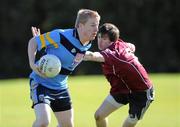 6 October 2010; Shane O'Reilly, UCD, in action against Andy Mooney, Mater Dei. Ulster Bank Higher Education Centenary 7s, UCD v Mater Dei, Dublin City University, Glasnevin, Dublin. Picture credit: Brian Lawless / SPORTSFILE