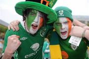 8 October 2010; Republic of Ireland supporters from left Keith Counihan and Christopher Purcell, from Limerick, before the start of the game. EURO 2012 Championship Qualifier, Group B, Republic of Ireland v Russia, Aviva Stadium, Lansdowne Road, Dublin. Picture credit: Matt Browne / SPORTSFILE