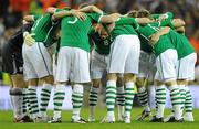 8 October 2010; The Republic of Ireland team huddle together ahead of the game. EURO 2012 Championship Qualifier, Group B, Republic of Ireland v Russia, Aviva Stadium, Lansdowne Road, Dublin. Picture credit: Stephen McCarthy / SPORTSFILE