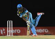 4 August 2016;  Darren Sammy of St. Lucia Zouks survives a yorker during the Hero Caribbean Premier League (CPL) – Play-off - Match 32 between St. Lucia Zouks and Trinbago Knight Riders at Warner Park in Basseterre, St Kitts. Photo by Randy Brooks/Sportsfile