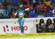 4 August 2016;  Darren Sammy of St. Lucia Zouks celebrates the dismissal of Colin Munro of Trinbago Knight Riders during the Hero Caribbean Premier League (CPL) – Play-off - Match 32 between St. Lucia Zouks and Trinbago Knight Riders at Warner Park in Basseterre, St Kitts. Photo by Randy Brooks/Sportsfile