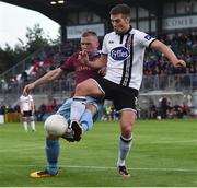 5 August 2016; Patrick McEleney of Dundalk in action against Stephen Walsh of Galway United during the SSE Airtricity League Premier Division match between Galway United and Dundalk at Eamonn Deasy Park in Galway. Photo by David Maher/Sportsfile