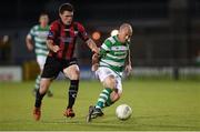 5 August 2016; Gary McCabe of Shamrock Rovers in against David O’Sullivan of Longford during the SSE Airtricity League Premier Division match between Shamrock Rovers and Longford Town at Tallaght Stadium in Tallaght, Co Dublin. Photo by Sportsfile