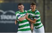 5 August 2016; Sean Heaney of Shamrock Rovers celebrates scoring his side's second goal with team-mate Sean Boyd  during the SSE Airtricity League Premier Division match between Shamrock Rovers and Longford Town at Tallaght Stadium in Tallaght, Co Dublin. Photo by Sportsfile