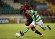 5 August 2016; Dean Clarke of Shamrock Rovers in against Yann Mvita Nkelu of Longford during the SSE Airtricity League Premier Division match between Shamrock Rovers and Longford Town at Tallaght Stadium in Tallaght, Co Dublin. Photo by Sportsfile