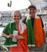 5 August 2016; Grainne Adams and Frank Lewis, from Dublin, parents of Finn Lynch, ahead of the opening ceremony of the 2016 Rio Summer Olympic Games at the Maracanã Stadium in Rio de Janeiro, Brazil. Photo by Ramsey Cardy/Sportsfile