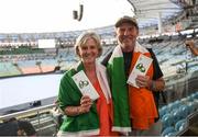 5 August 2016; Grainne Adams and Frank Lewis, from Dublin, parents of Finn Lynch, ahead of the opening ceremony of the 2016 Rio Summer Olympic Games at the Maracanã Stadium in Rio de Janeiro, Brazil. Photo by Ramsey Cardy/Sportsfile