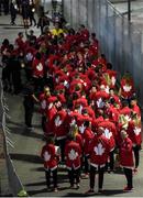 5 August 2016; Canadian athletes queue to get into the stadium ahead of the opening ceremony of the 2016 Rio Summer Olympic Games in Rio de Janeiro, Brazil. Photo by Stephen McCarthy/Sportsfile