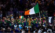5 August 2016; Flagbearer Paddy Barnes of Ireland leads his team during the parade of nations at the opening ceremony of the 2016 Rio Summer Olympic Games at the Maracanã Stadium in Rio de Janeiro, Brazil. Photo by Ramsey Cardy/Sportsfile