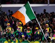 5 August 2016; Flagbearer Paddy Barnes of Ireland leads his team during the parade of nations at the opening ceremony of the 2016 Rio Summer Olympic Games at the Maracanã Stadium in Rio de Janeiro, Brazil. Photo by Ramsey Cardy/Sportsfile