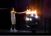 5 August 2016; Final torch bearer Vanderlei Cordeiro de Lima lights the Olympic Cauldron during the opening ceremony of the 2016 Rio Summer Olympic Games at the Maracanã Stadium in Rio de Janeiro, Brazil. Photo by Brendan Moran/Sportsfile