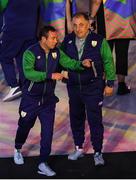5 August 2016; Ireland boxing coaches Eddie Bolger, left, and Zaur Antia during the opening ceremony of the 2016 Rio Summer Olympic Games at the Maracanã Stadium in Rio de Janeiro, Brazil. Photo by Brendan Moran/Sportsfile