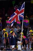 5 August 2016; Flagbearer Andy Murray of Great Britain leads his team during the parade of nations at the opening ceremony of the 2016 Rio Summer Olympic Games at the Maracanã Stadium in Rio de Janeiro, Brazil. Photo by Brendan Moran/Sportsfile