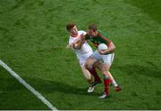 6 August 2016; Andy Moran of Mayo in action against Cathal McShane of Tyrone during the GAA Football All-Ireland Senior Championship Quarter-Final match between Mayo and Tyrone at Croke Park in Dublin. Photo by Daire Brennan/Sportsfile