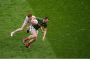 6 August 2016; Séamus O'Shea of Mayo in action against Cathal McShane of Tyrone during the GAA Football All-Ireland Senior Championship Quarter-Final match between Mayo and Tyrone at Croke Park in Dublin. Photo by Daire Brennan/Sportsfile