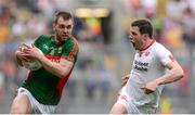 6 August 2016; Séamus O'Shea of Mayo in action against Seán Cavanagh of Tyrone during the GAA Football All-Ireland Senior Championship Quarter-Final match between Mayo and Tyrone at Croke Park in Dublin. Photo by Piaras Ó Mídheach/Sportsfile