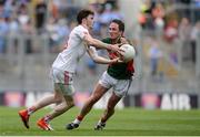 6 August 2016; Rory Brennan of Tyrone in action against Alan Dillon of Mayo during the GAA Football All-Ireland Senior Championship Quarter-Final match between Mayo and Tyrone at Croke Park in Dublin. Photo by Piaras Ó Mídheach/Sportsfile