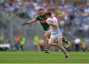 6 August 2016; Cathal McShane of Tyrone  in action against Tomás Parsons of Mayo  during the GAA Football All-Ireland Senior Championship Quarter-Final match between Mayo and Tyrone at Croke Park in Dublin. Photo by Eóin Noonan/Sportsfile