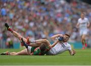 6 August 2016; Cathal McShane of Tyrone  in action against Tomás Parsons of Mayo  during the GAA Football All-Ireland Senior Championship Quarter-Final match between Mayo and Tyrone at Croke Park in Dublin. Photo by Eóin Noonan/Sportsfile