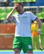 6 August 2016; Shane O'Donoghue of Ireland reacts to a missed chance during their Pool B match at the Olympic Hockey Centre, Deodoro, during the 2016 Rio Summer Olympic Games in Rio de Janeiro, Brazil. Photo by Brendan Moran/Sportsfile