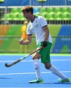 6 August 2016; John Jermyn of Ireland celebrates after scoring his side's first goal against India during their Pool B match at the Olympic Hockey Centre, Deodoro, during the 2016 Rio Summer Olympic Games in Rio de Janeiro, Brazil. Photo by Brendan Moran/Sportsfile