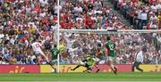 6 August 2016; Connor McAliskey of Tyrone has a shot saved by the Mayo goalkeeper David Clarke 48th minute during the GAA Football All-Ireland Senior Championship Quarter-Final match between Mayo and Tyrone at Croke Park in Dublin. Photo by Ray McManus/Sportsfile
