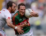 6 August 2016; Alan Dillon of Mayo in action against Justin McMahon of Tyrone during the GAA Football All-Ireland Senior Championship Quarter-Final match between Mayo and Tyrone at Croke Park in Dublin. Photo by Piaras Ó Mídheach/Sportsfile