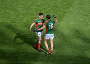 6 August 2016; Conor Loftus, left, and Tom Parsons of Mayo celebrate after the GAA Football All-Ireland Senior Championship Quarter-Final match between Mayo and Tyrone at Croke Park in Dublin. Photo by Daire Brennan/Sportsfile