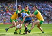6 August 2016; Bernard Brogan of Dublin is tackled by Donegal players Eamonn McGee, left, Frank McGlynn,7, and Neil McGee of Donegal during the GAA Football All-Ireland Senior Championship Quarter-Final match between Dublin and Donegal at Croke Park in Dublin. Photo by Ray McManus/Sportsfile