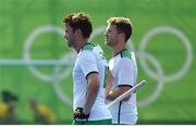6 August 2016; Chris Cargo, left, and Kyle Good of Ireland leave the pitch after defeat by India during their Pool B match at the Olympic Hockey Centre, Deodoro, during the 2016 Rio Summer Olympic Games in Rio de Janeiro, Brazil. Photo by Brendan Moran/Sportsfile