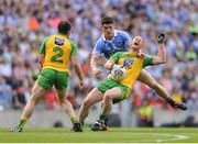 6 August 2016; Diarmuid Connolly of Dublin commits a high tackle on Anthony Thompson of Donegal before being shown a second yellow and subsequent red card during the GAA Football All-Ireland Senior Championship Quarter-Final match between Dublin and Donegal at Croke Park in Dublin. Photo by Eóin Noonan/Sportsfile