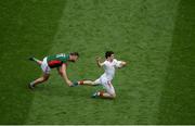 6 August 2016; Mattie Donnelly of Tyrone in action against Aidan O'Shea of Mayo during the GAA Football All-Ireland Senior Championship Quarter-Final match between Mayo and Tyrone at Croke Park in Dublin. Photo by Daire Brennan/Sportsfile