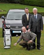 11 October 2010; At the launch of the Lexus Race to Mount Juliet in association with PING and Failte Ireland is St. Margaret's Golf Club PGA Pro John Kelly, left, Michael McCumiskey, Irish PGA Secretary, right, and Colin Donovan, General Manager of  Mount Juliet Estate. The Irish PGA season finale at Mount Juliet will determine who will top the Order of Merit for 2010 and take their share of the €50,000 prize pot. In the tightest finish to the season in recent years any one of five golfers could be crowned champion. Picture credit: Brian Lawless / SPORTSFILE