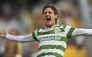 9 October 2010; Gary Twigg, Shamrock Rovers, celebrates after team-mate Tommy Stewart scored their side's first goal. Airtricity League Premier Division, Shamrock Rovers v Sporting Fingal, Tallaght Stadium, Tallaght, Dublin. Picture credit: Barry Cregg / SPORTSFILE