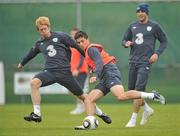 10 October 2010; Shane Long, Republic of Ireland, in action against his team-mate Paul McShane during squad training ahead of their EURO 2012 Championship Group B Qualifier against Slovakia on Tuesday. Republic of Ireland Squad Training, Gannon Park, Malahide, Co. Dublin. Picture credit: David Maher / SPORTSFILE