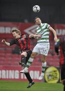 10 October 2010; Daryl Murphy, Glasgow Celtic, in action against Mark O'Reilly, Bohemians. Bohemians v Glasgow Celtic, Dalymount Park, Dublin. Picture credit: David Maher / SPORTSFILE