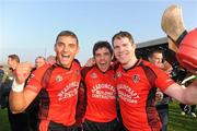 10 October 2010; Oulart the Ballagh players, from left, Keith Rossiter, Laurence Prendergast and Paul Roche celebrate after the final whistle. Wexford County Senior Hurling Championship Final. Oulart the Ballagh v St Martin's, Wexford Park, Wexford. Picture credit: Matt Browne / SPORTSFILE